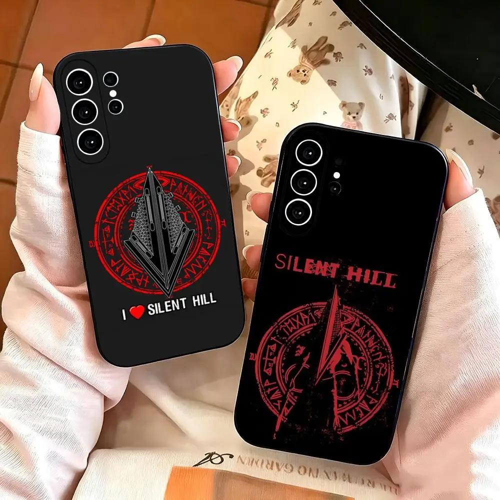 S-Silent Hill H-Horror Phone Case Phone Case For Samsung S26 S25 S24 S23 S22 FE S21 Plus S20 Ultra Black Soft Shell