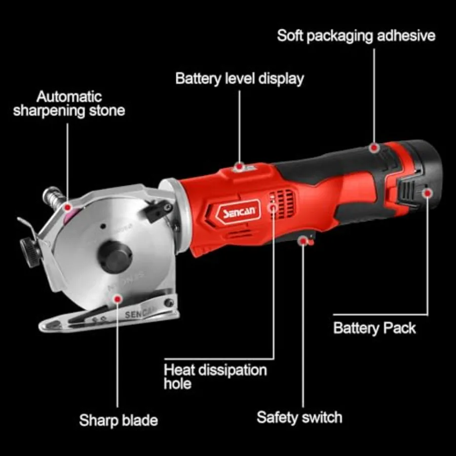 Cordless Electric Rotary Shear Cutter, Multi-layer Electric Fabric Scissors with 1.3Cutting Thickness, for Cloth Fabric Leather