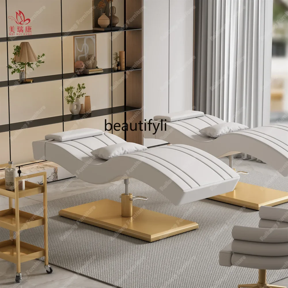 

A38 New S-shaped curved surface design eyelash bed tattoo embroidery massage bed for beauty salons