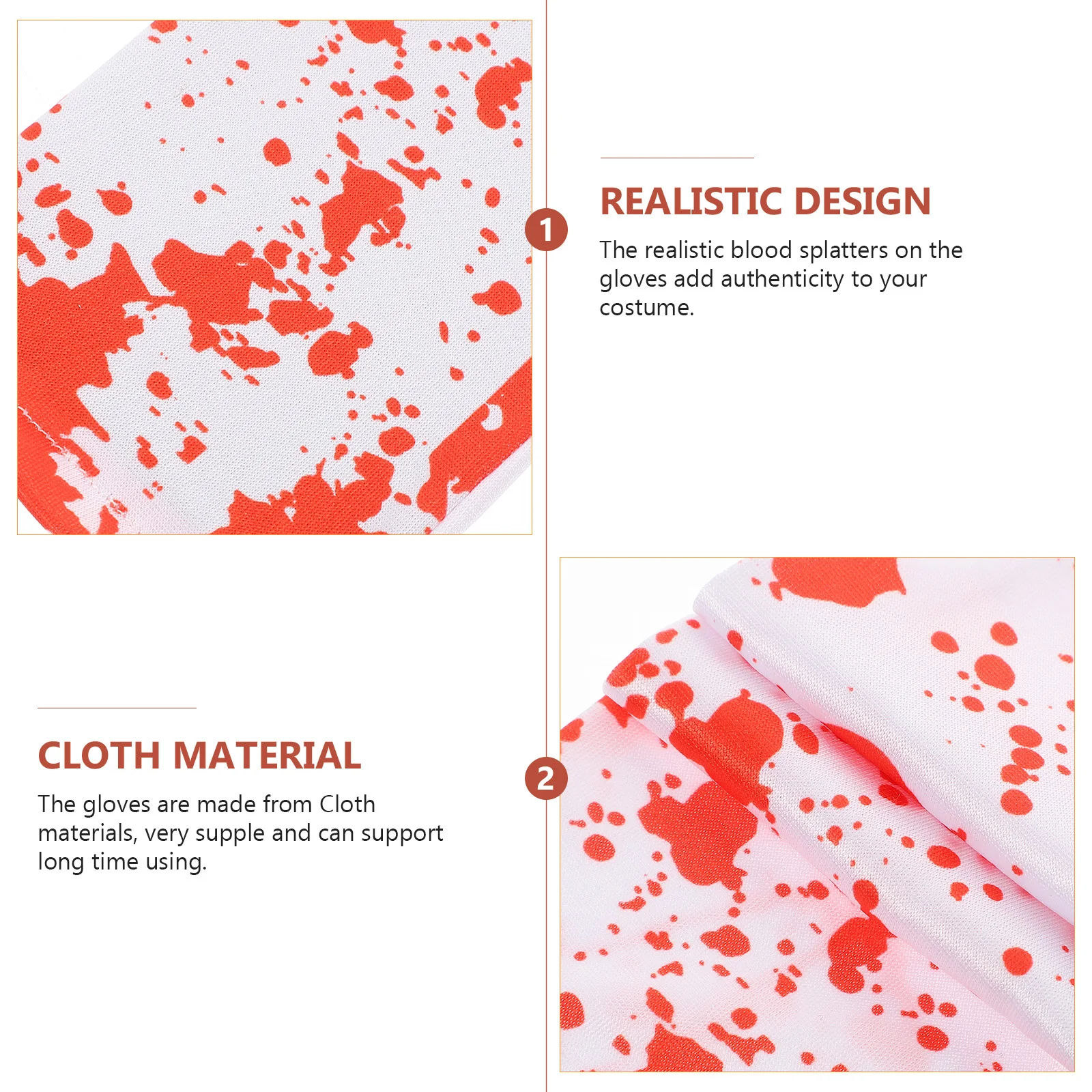 

1pcs 1 Pair Realistic Blood Splatter Gloves Halloween Costume Accessory Cosplay Party Decor Reusable Stained Blood Gloves