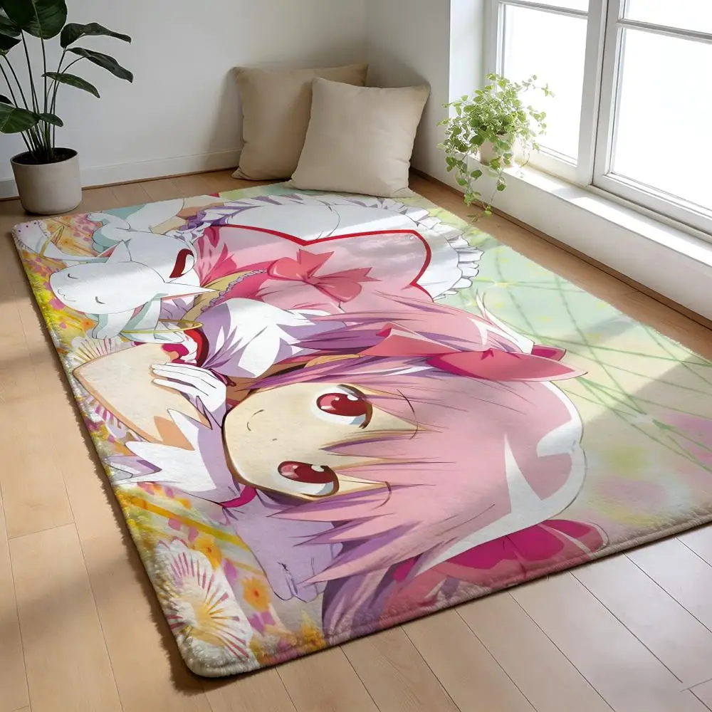 

Floor Mat Soft Flannel Rug Non-Slip Absorbent Mat for Bathroom Bedroom Home Decor p-Puella M-Magi Madoka M-Magica