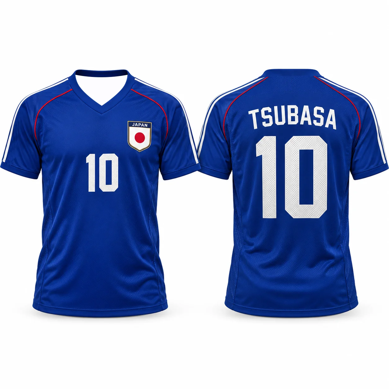 Japan Anime Inspired 10 Soccer Jersey Men Kids Retro Football Shirt Red Shoulder Stripe V Neck Short Sleeve Vintage Sportwear