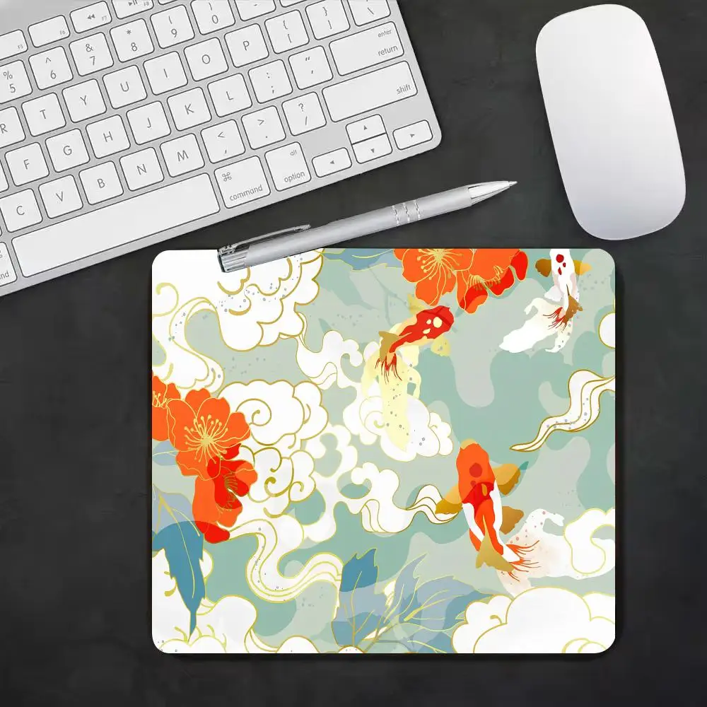 

Japanese Carp Mouse Pad Small Gamer Desk Mat Square Gaming Office Accessories Rug Mousepad PC Rubber Keyboard HD Table Mats
