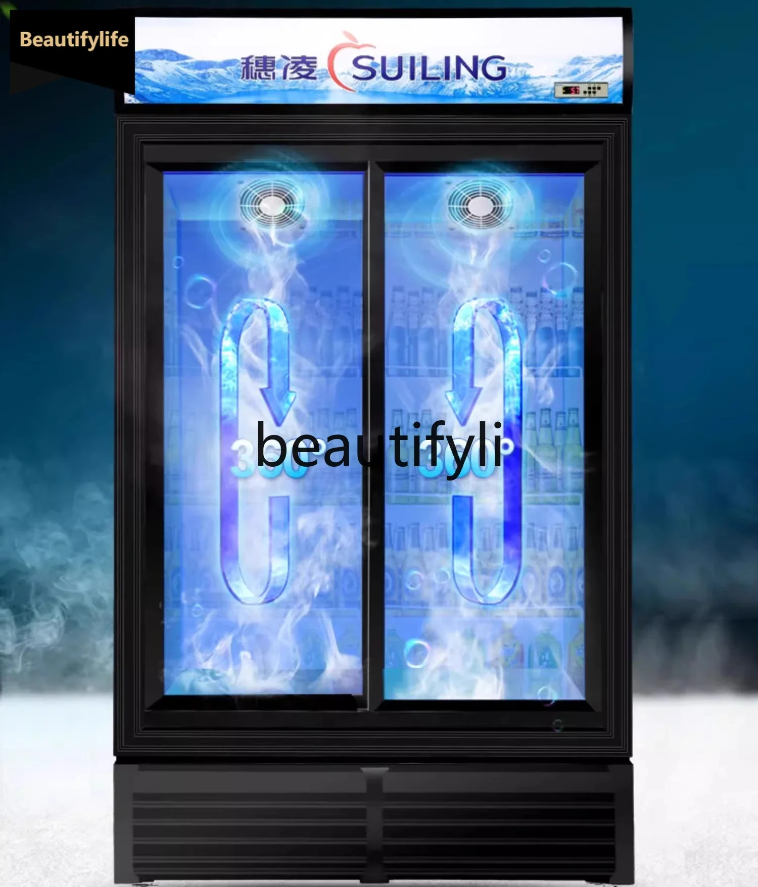 

Z189 a01 Commercial Freezer Left and Right Sliding Door Beverage Refrigeration Fresh-keeping Cabinet Air-cooled Frost-free Refri