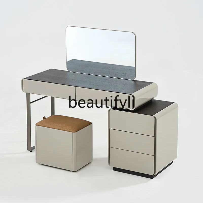 

CC Minimalist smoked dresser retractable solid wood chest desk