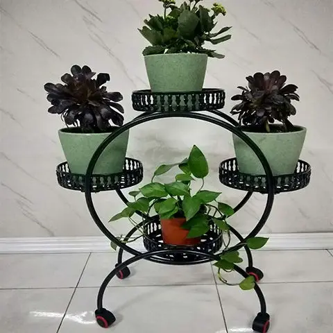 European Style Iron Art Living Room Flower Rack Balcony Floor Type Green Rose Rack Multi-Layer Indoor Flower Pot Rack