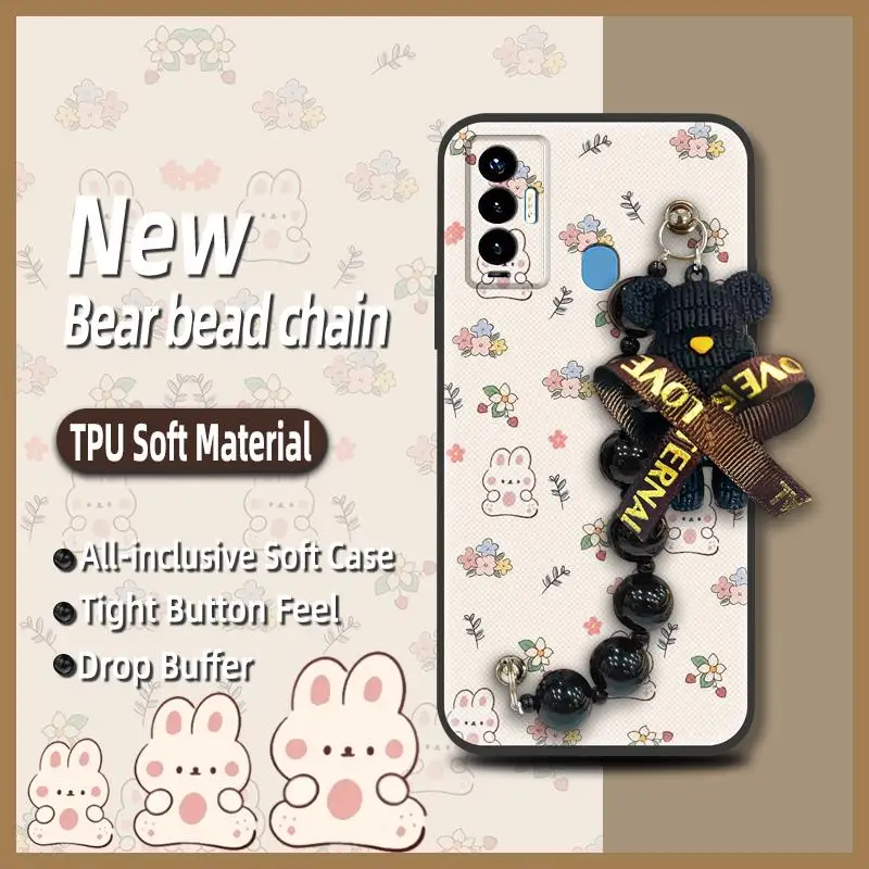 soft case Skin-friendly feel Phone Case For Tecno Camon18i/CG6 phone cover phone case Bear bracelet Dirt-resistant cute