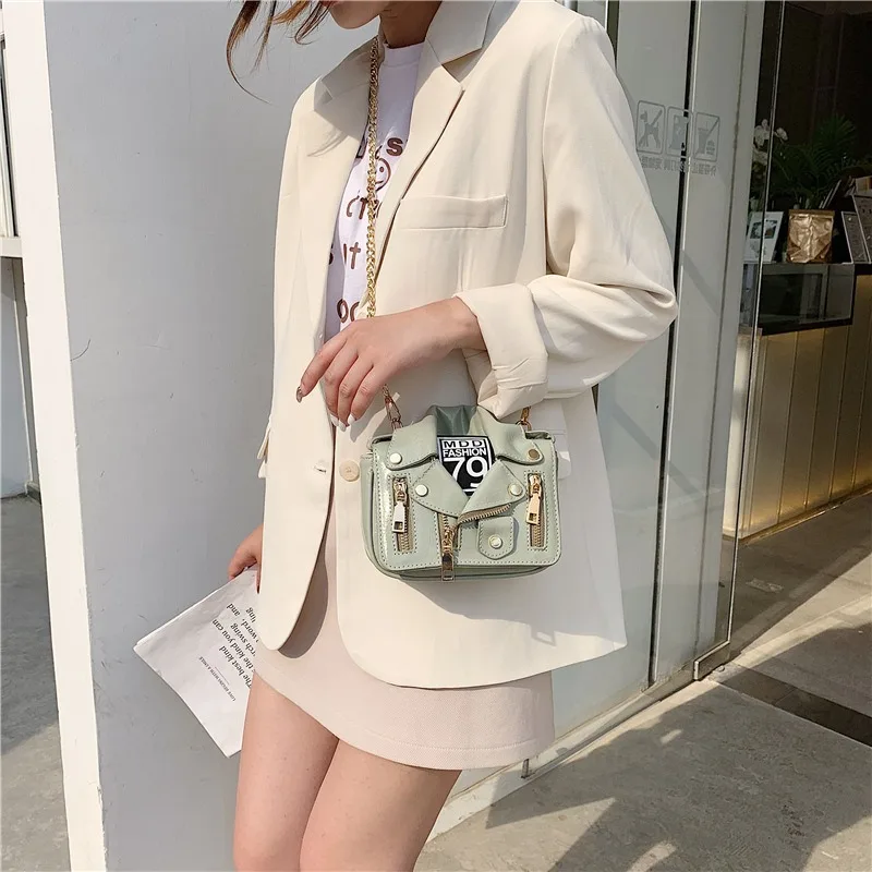 Oil jacket small suit bag Shoulder bags Women Patent Crossbody Bag Japan Jacket Shape Fashion Messenger Tote Shopping Handbags