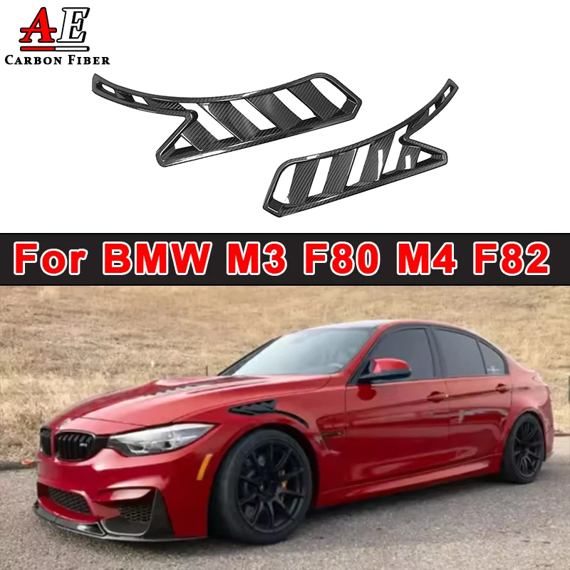 

Carbon Fibrer Side Fender Fins Winglet For BMW M3 F80 M4 F82 Car Flaps Apron Trim Canards Splitters Air Vent Body Kit