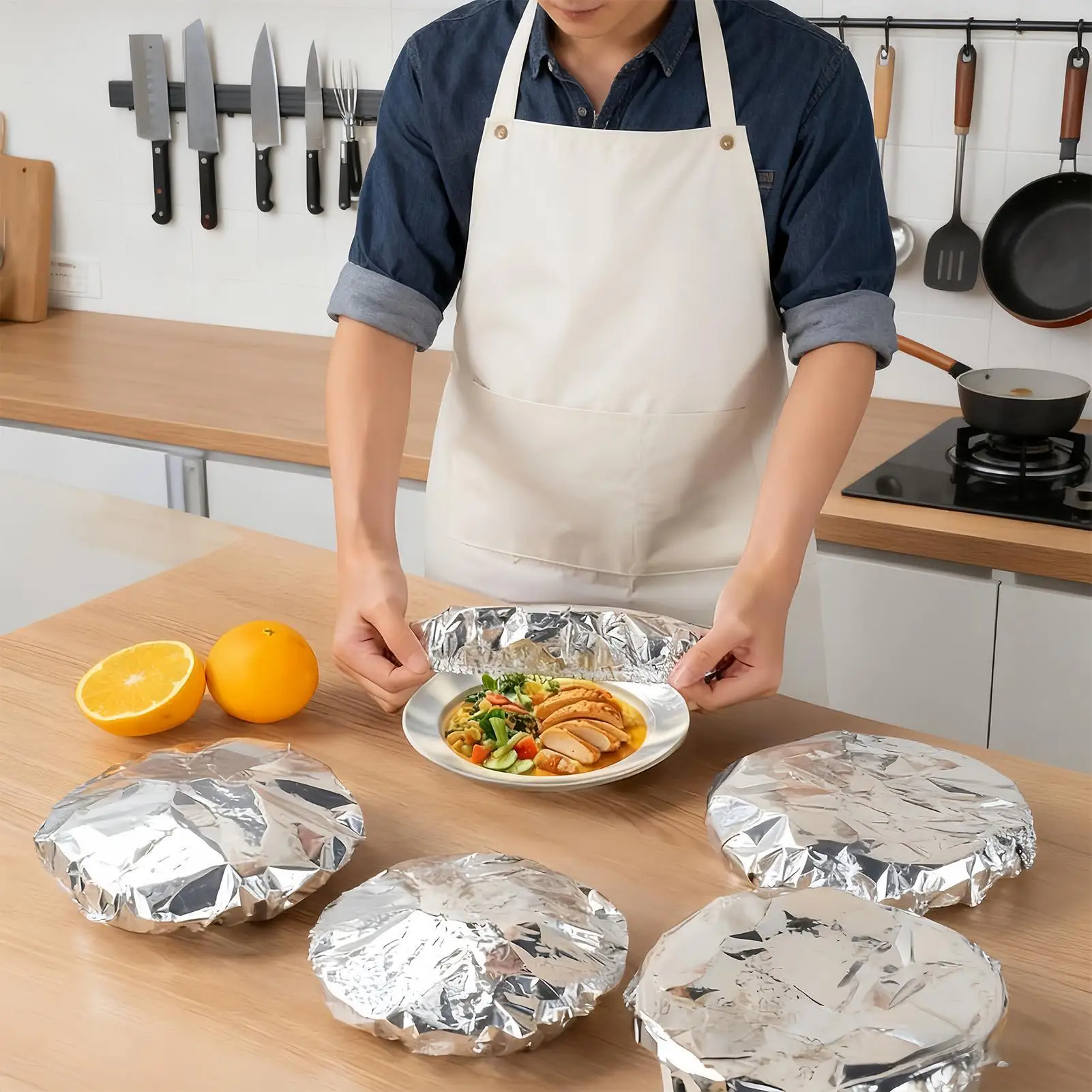 Food Covers Aluminum Foil Reusable Fresh Keeping Elastic Food Storage Covers Bowl Insulation for Home Kitchen BBQ Picnic Party