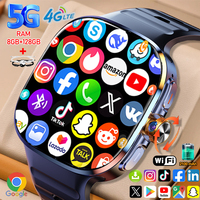 8GB+128GB RAM 5G/4G Android 9.0 Smart Watch 2.4 inch AMOLED 2100mah Battery 900W Camera GPS WIFI Google APPS Download Smartwatch