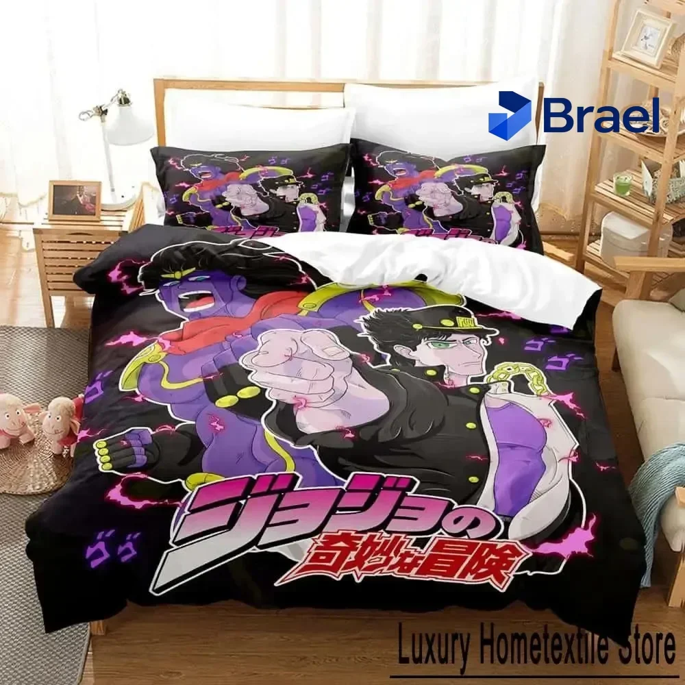 Exquisite Fashion 3D Printed Cartoons JoJo's Bizarre Adventure Three-piece Bedding Set Adult Kid Bedroom Duvet Cover Sets Home T