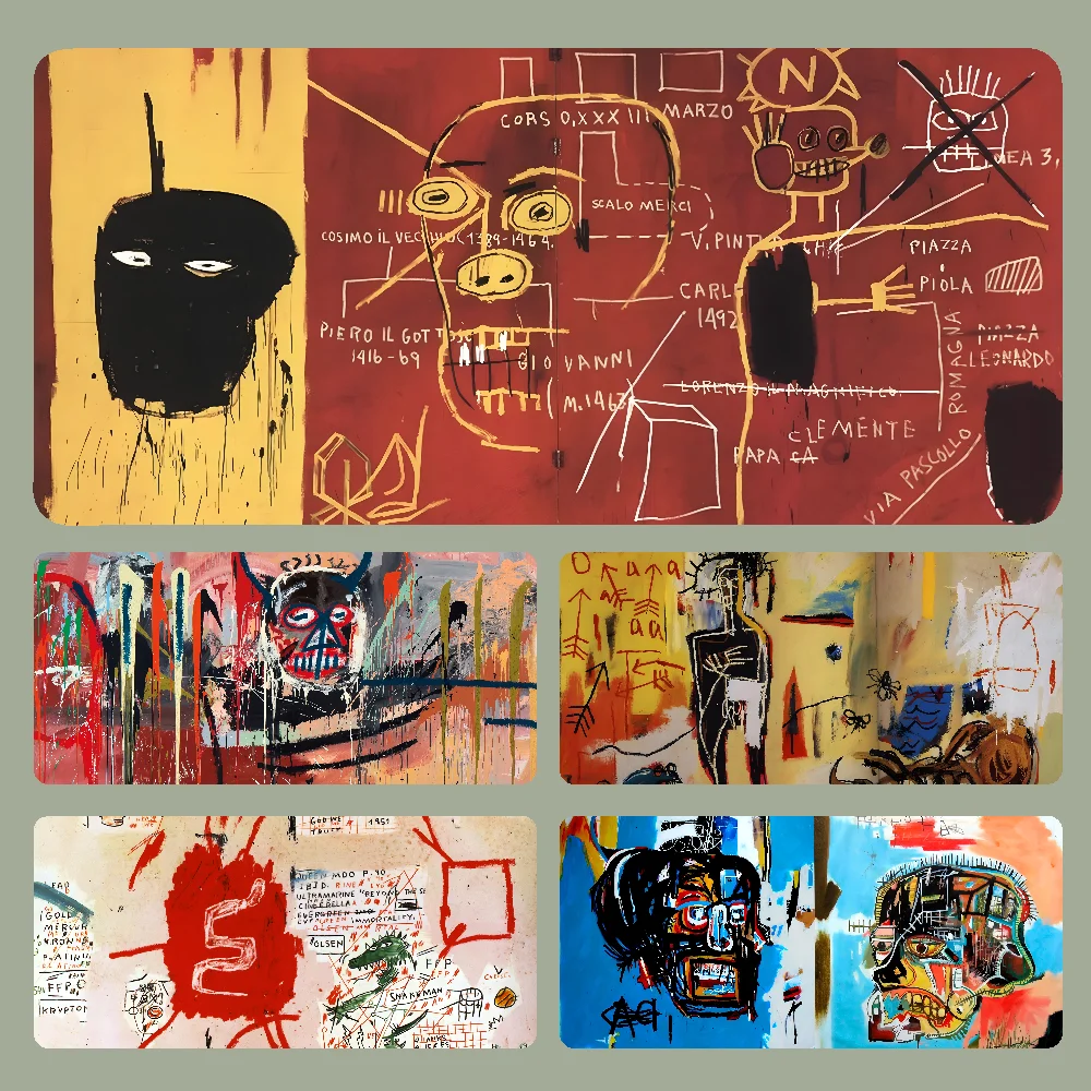 J-Jean-Michel B-Basquiat Art Mousepad Large Gaming Mouse Pad LockEdge Thickened Computer Keyboard Table Desk Mat