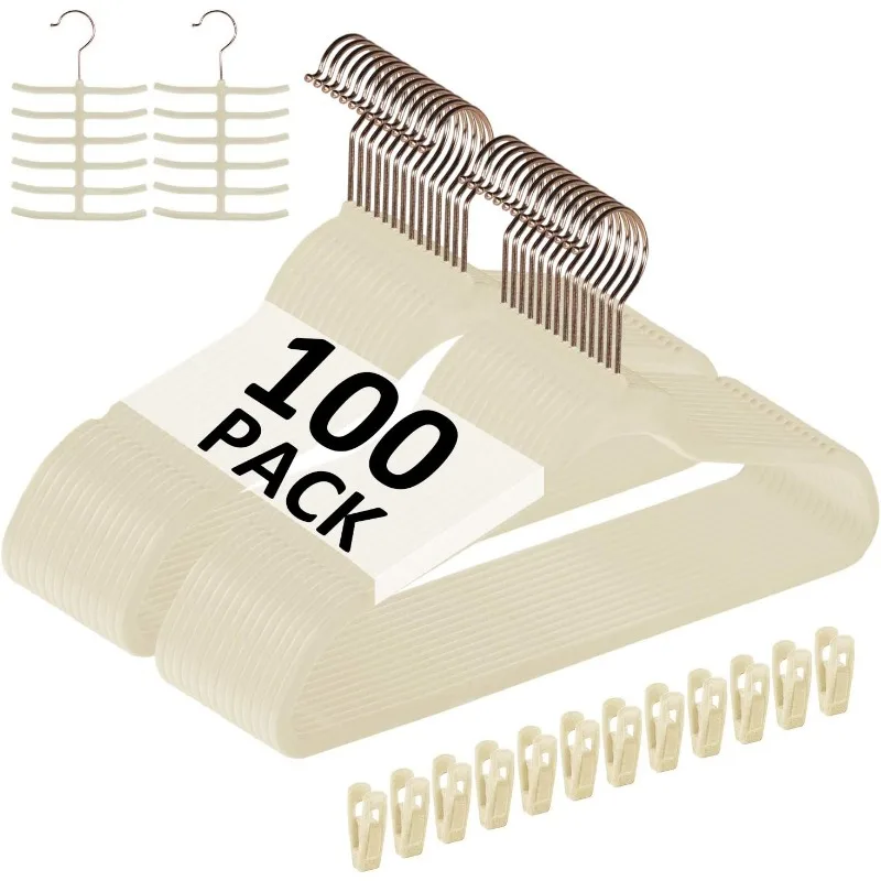 Imagem -03 - Terno de Cabides de Veludo Premium Cabides Resistentes Antiderrapante Economia de Espaço com 12 Clipes de Dedo Rack 2tie Excelente para 100 Pack