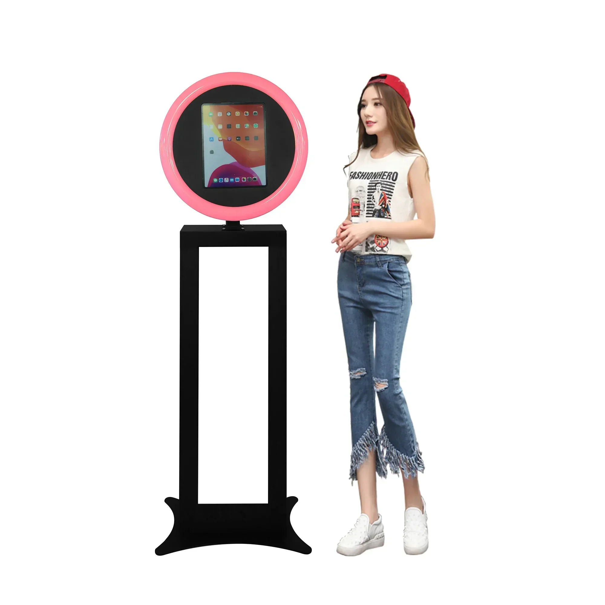 

Hot sales Vertical portable ipad ring light photo booth A popular selfie camera 2022 portable ipad photo booth