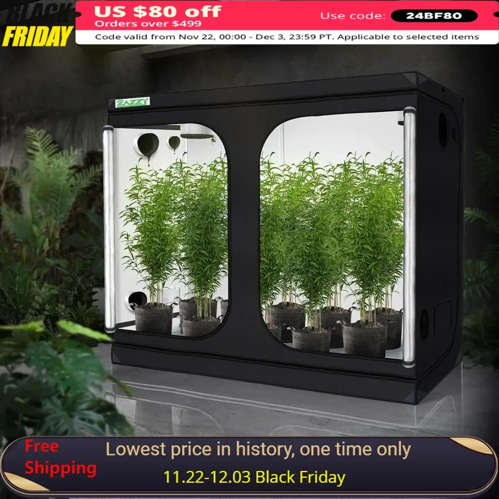 

Grow Tent, 96“X48 X78 Plant Growing Tents 600D Mylar Hydroponic Indoor Grow Tent with Window, Kit Bag & Floor Tray