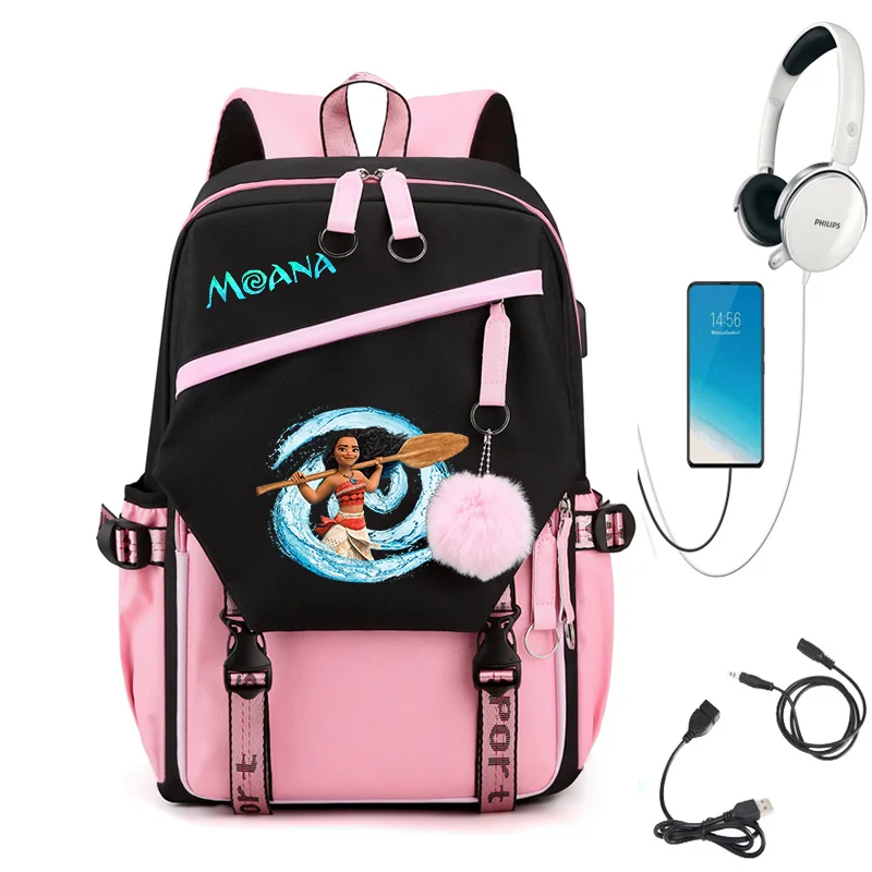 

Disney Moana Backpack for Girls Boys Teenager Children Rucksack Men Women Casual School Bags USB Charging Backpacks