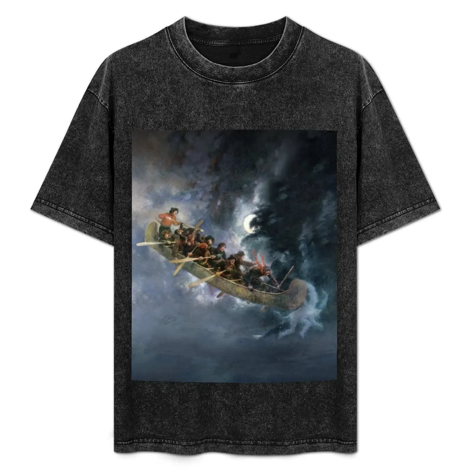 

La Chasse-galerie The Bewitched Canoe The Flying Canoe French-Canadian Quebec legend painting by Henri Julien HD HIGH QU T-Shirt