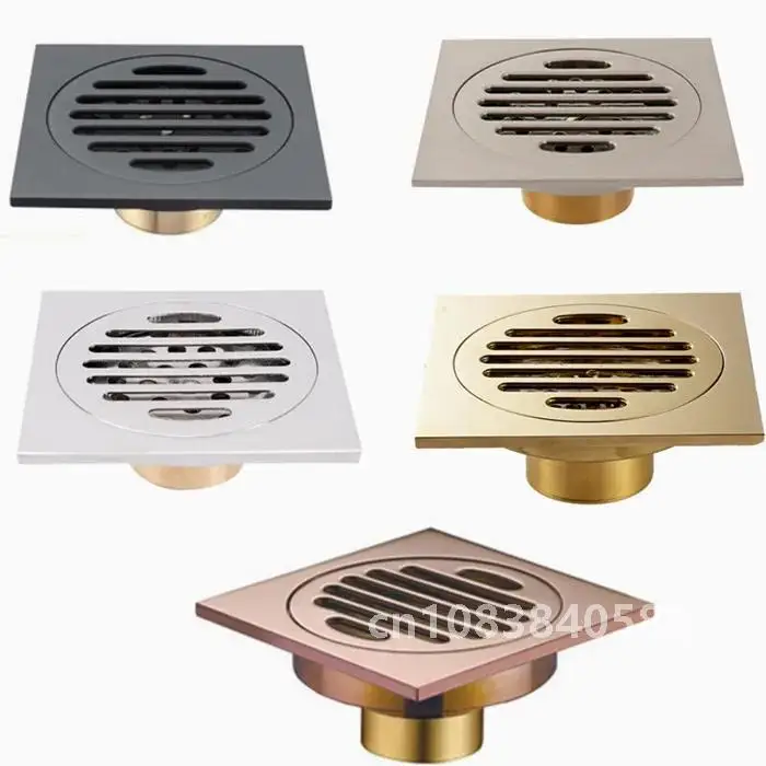 Brass Matte Black Square Style rolse gold Floor Drainer gold Waste drain Bathroom brushed nickel Shower Drain DR087