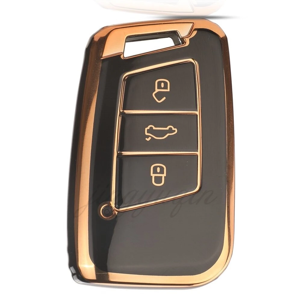 Jingyuqin Remote Auto Schlüssel TPU Abdeckung Fall für VW Volkswagen Magotan Passat B8 Golfs itz Skoda hervorragende A7 Kodiaq 3 Knopf Schutz
