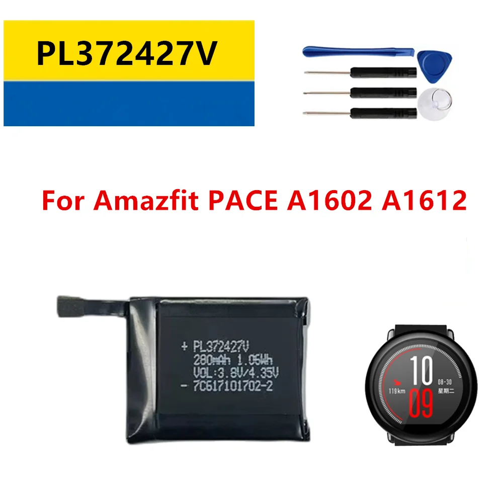 PL372427V Rechargeable Polymer Lithium Ion Battery for Amazfit PACE A1602 A1612 372427 + Free Tools