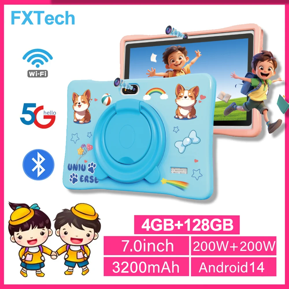 

Android 14 Tablet For Kids 10 Inch Octa-Core, 128GB RAM Card Expandable, Parental Control, Dual Camera, WiFi Kids Christmas Gift