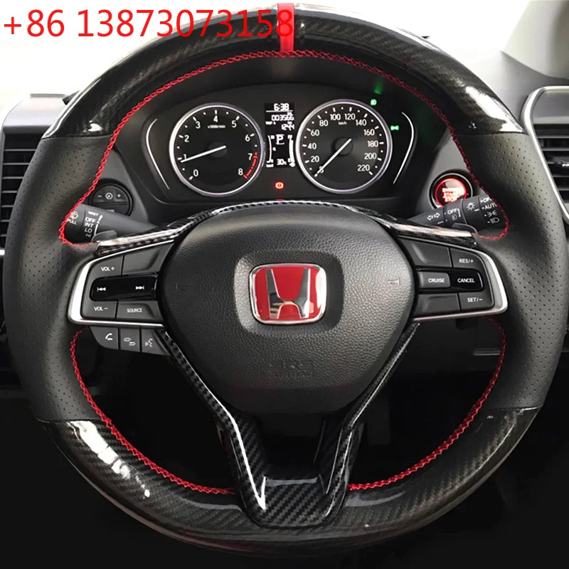 Housse de volant style sport à couverture complète pour Honda Accord 10 2018 2019 2020 2021 Insight 2019, intérieur en daim tressé et rouge