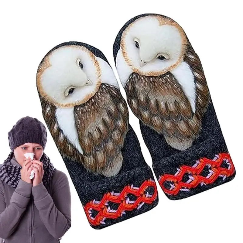 

Женские вязаные перчатки, мягкие вязаные рукавицы ручной работы в виде совы, товары для активного отдыха, варежки для альпинизма, кемпинга