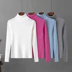 Basic inverno dolcevita maglione nero donna autunno Skinny elastico Pullover maglione femminile pieno coreano caldo morbido Pullover