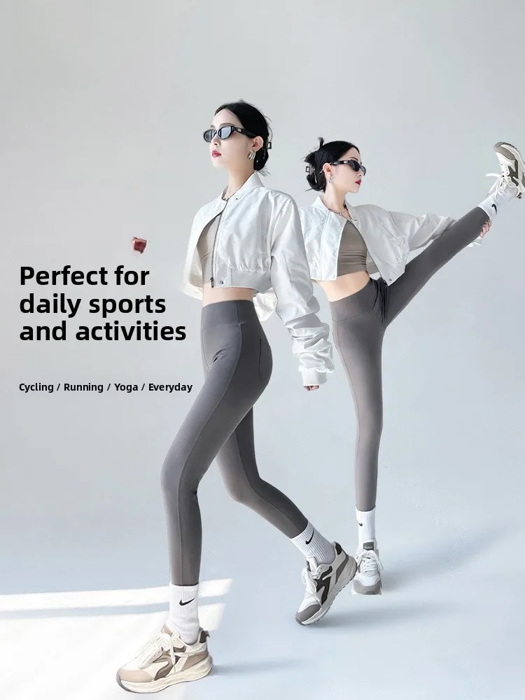 

Женские брюки для йоги с высокой талией Qui-Dry Fitn, брюки из коровьей кожи для бега, упражнения для пилатеса, подтяжка живота