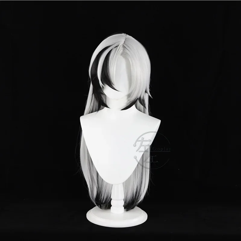 Boothill Peluca de Cosplay Honkai Star Rail, pendientes de pelo largo gris y blanco, Galaxy Ranger, traje de Halloween, utilería para juegos de rol, 80CM