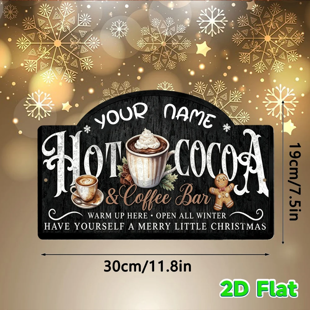 Custom Text Arched Metal Sign, Hot Cocoa Coffee Bar Art, Christmas Wall Decor, Entryway Living Room Decor, Christmas & Holiday G