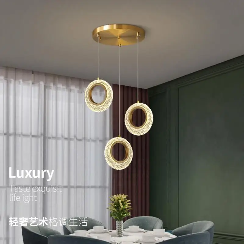 Gold led pendant lamp Kitchen lighting Nordic home Dining Room Round Copper hanging Lamp Modern Led light Bar Cafe Lighting