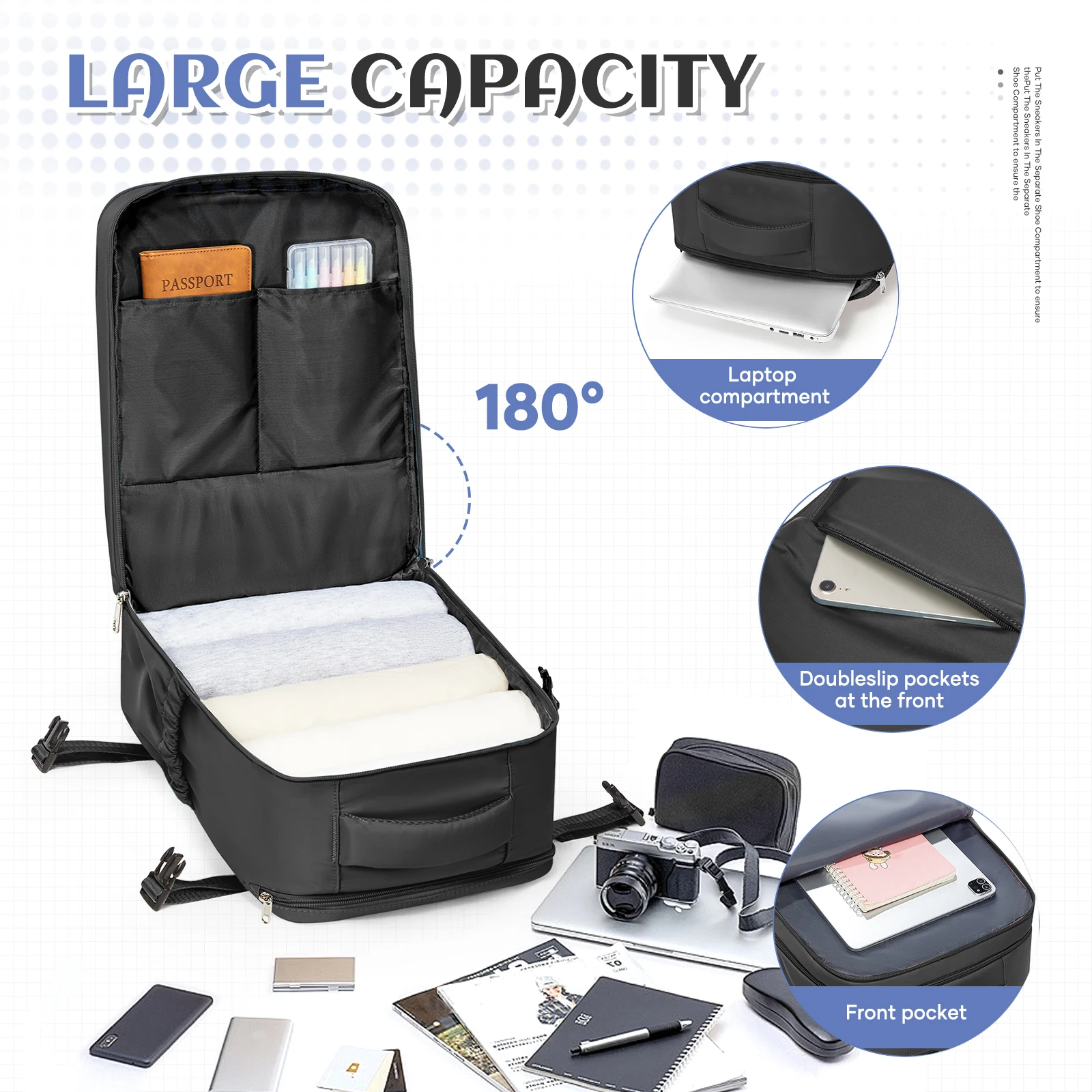 Ryanair 40x30x20 سنتيمتر حقيبة سفر طائرة حقيبة السفر ، حقائب اليد المقصورة على ظهره حمل الرجال النساء 15.6 بوصة حقيبة لابتوب #3