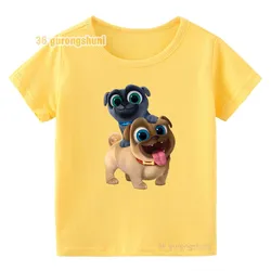 T Shirt For boy Summer Tops Children clothing Graphic Tee funny Puppy Dog Pals Cartoon Kids Clothes 8 To 12 Yellow Boys T Shirts