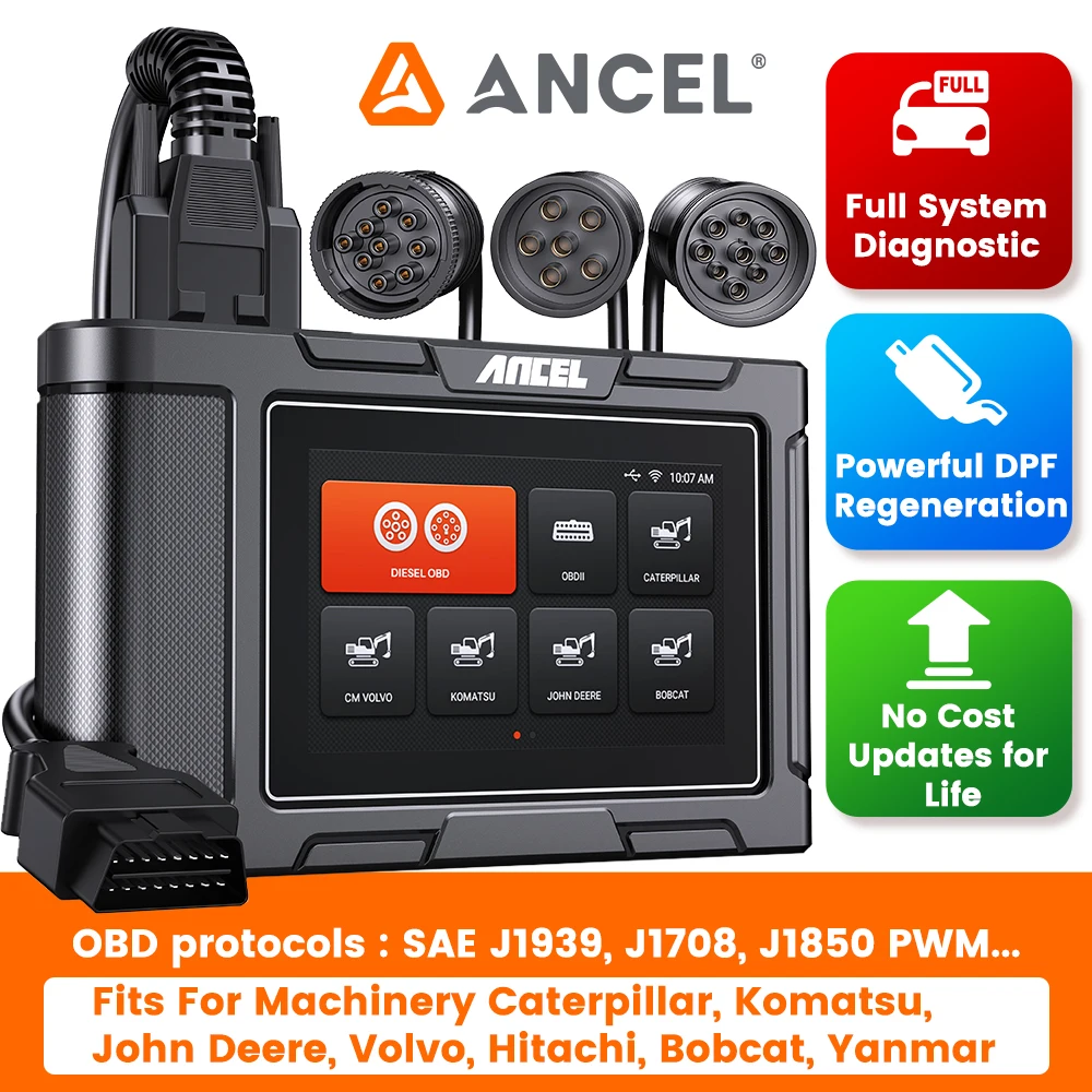 

ANCEL HD3600 Сверхмощный грузовик Диагностический сканер OBD2 Сканер экскаватора Строительная техника Дизель Полная система