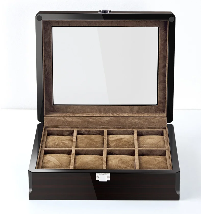 

18-сетчатый витрина для часов, большая деревянная подарочная коробка, упаковка для хранения часов с прозрачной крышкой окна