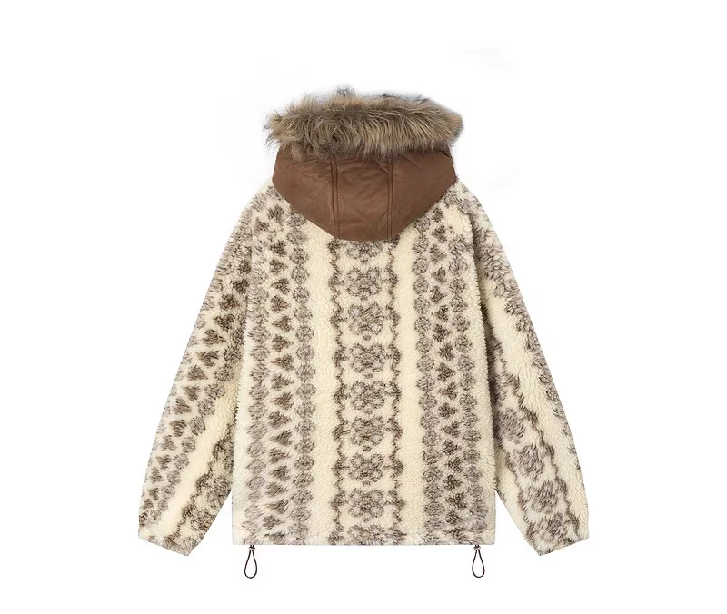 Men's 2025 Winter New Thickened Parkas American Style Retro Jackets Trendy Design Faux Fur Collar Splicing Zipper Hooded Parkas