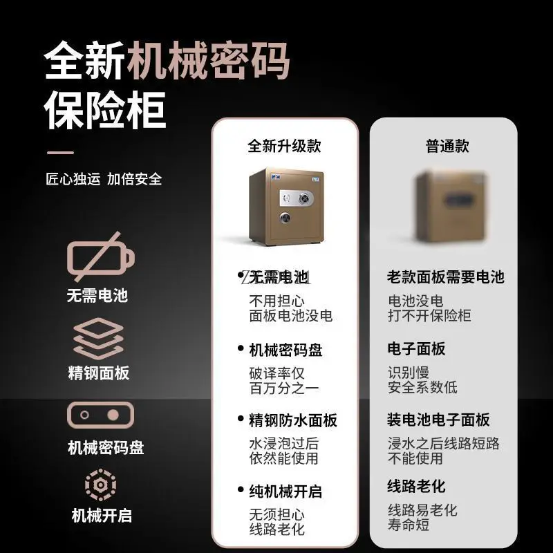 Mechanical combination lock safe household small anti-theft safe office wall safe deposit box view 4
