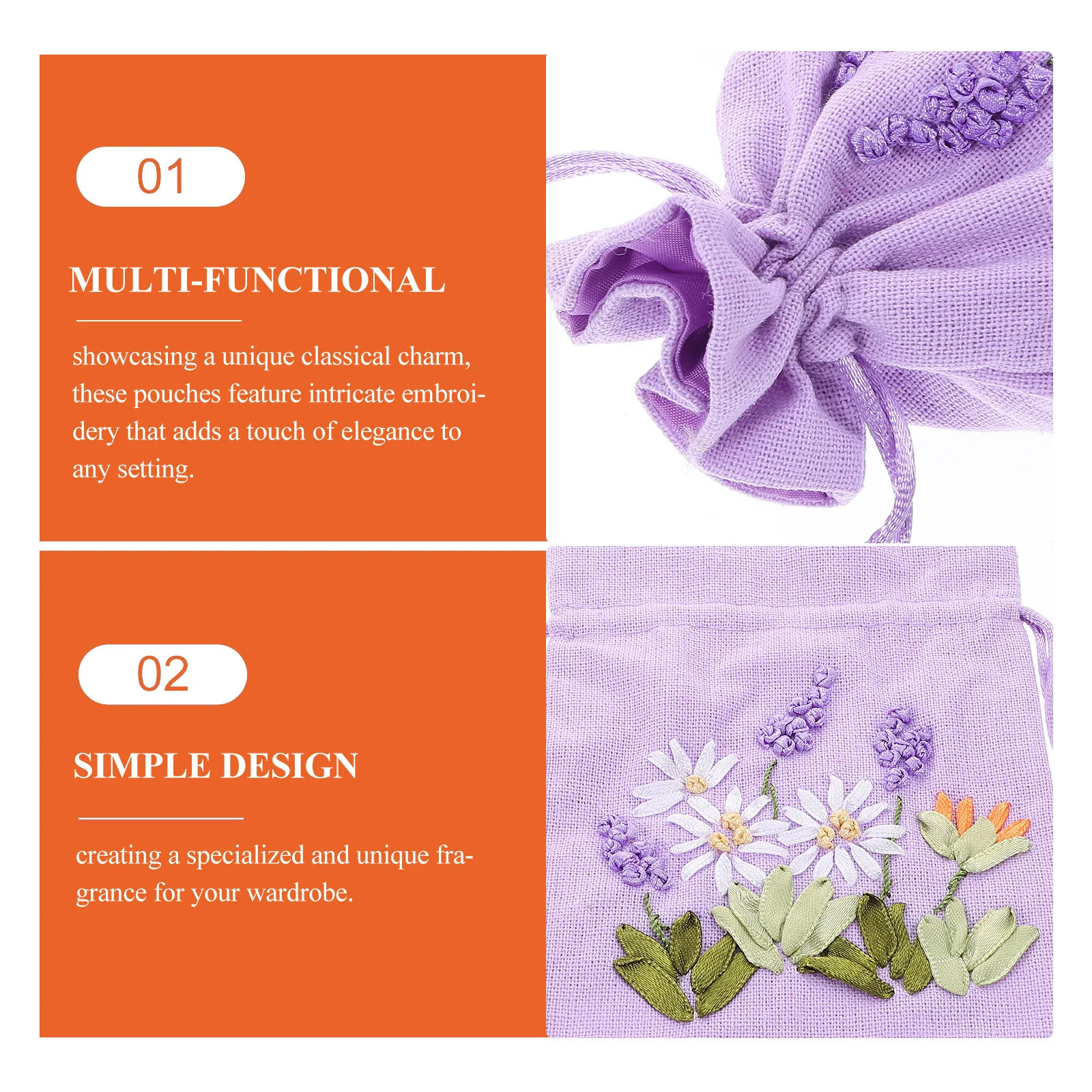 4 قطعة أكياس مجوهرات الكتان المطرزة الخزامى أكياس صغيرة الرباط الحقائب أنيقة الزخرفية الحاضر لصالح التعبئة والتغليف #2