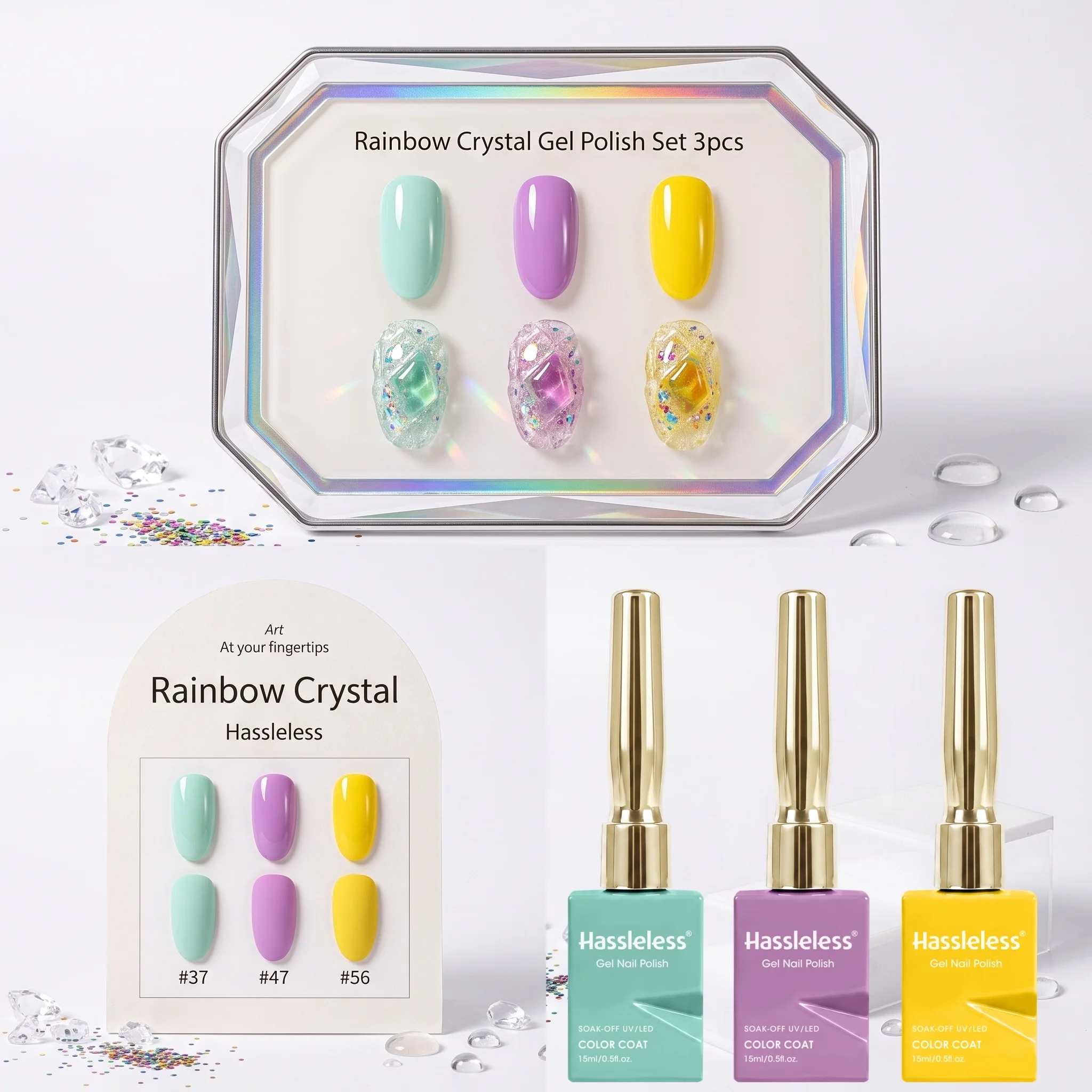 Hassleless 3Pcs Macaron Three-Color Set, Energetic and Everyday Style, Durable and Long-Lasting, Suitable for Home DIY Nail Art Salon Gel Nail Art Design