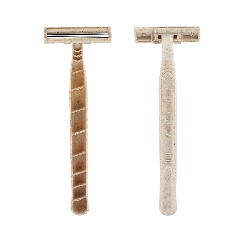 8pcs Disposable Manual Razor 3-layer Blade Wheat Straw Biodegradable Material Portable Razor for travel