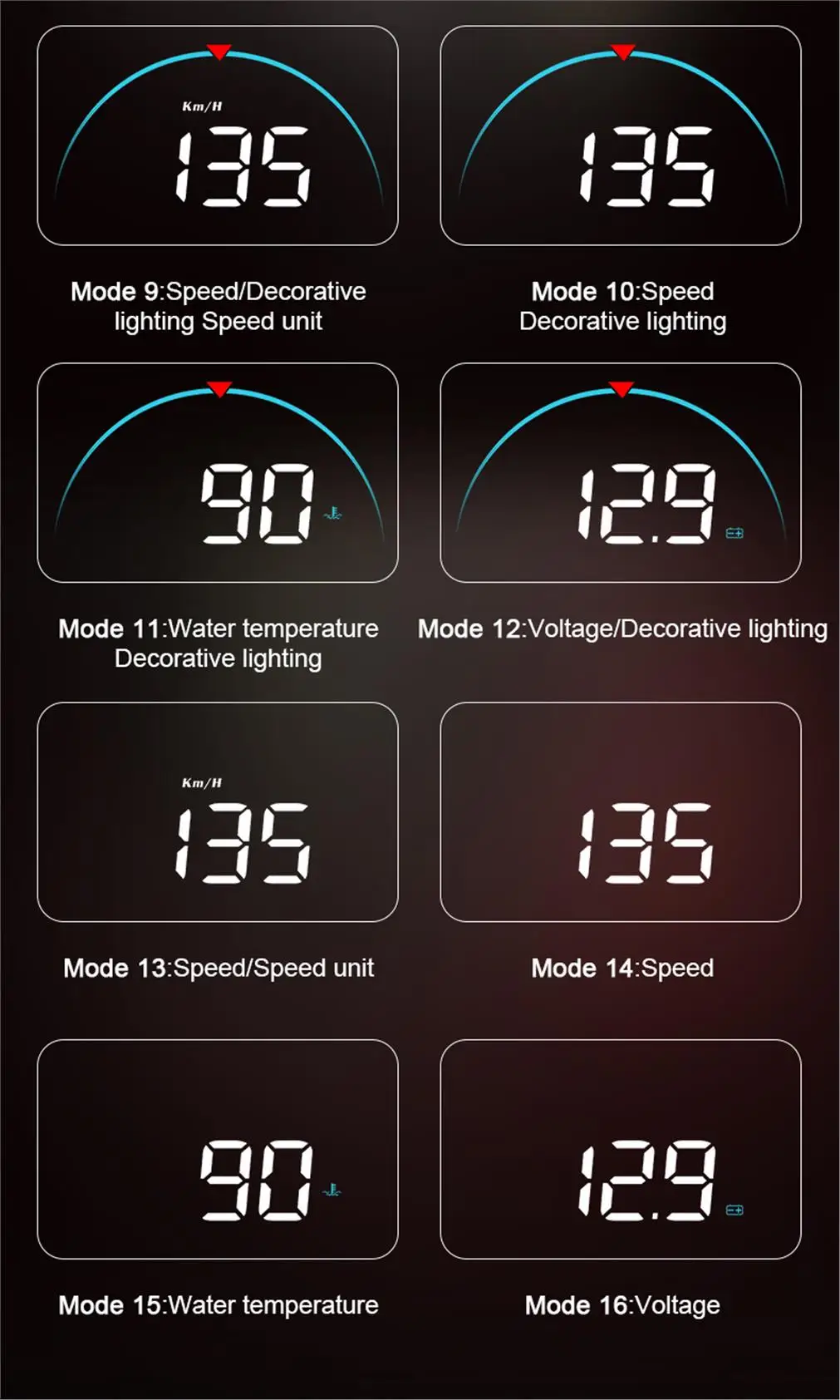 M8 Auto HUD Head-Up-Display OBD2 Geschwindigkeitswarnung Auto Elektronische Wassertemperatur LED Digital-Projektor Windschutzscheibe – Detail 10