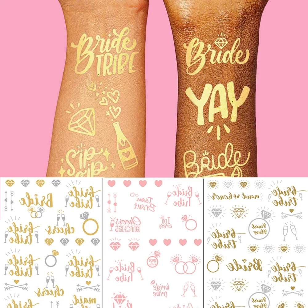 Bachelorette Party Temporary Tattoos Rose Gold Bride To Be Sticker Team Bride To Be Bridesmaid Wedding Hot Stamping Gifts Favors