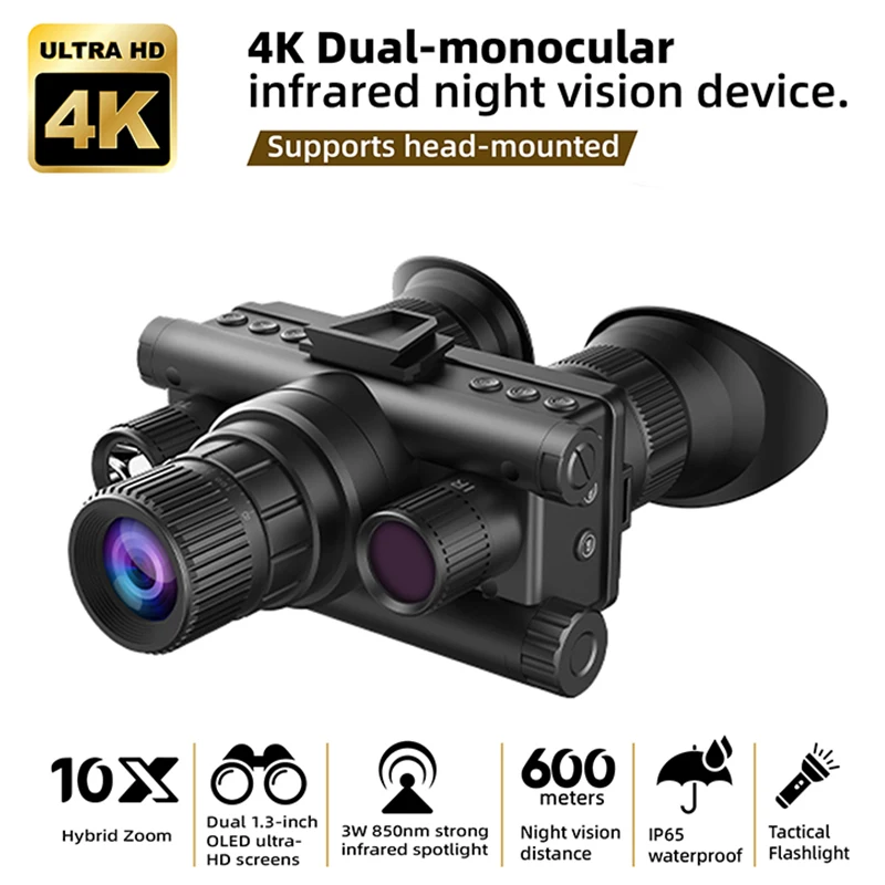 New 4K HD Night Vision Goggles Digital Camera 8x Digital Zoom 3000mAh Battery Outdoor Hunting and Observation Binoculars