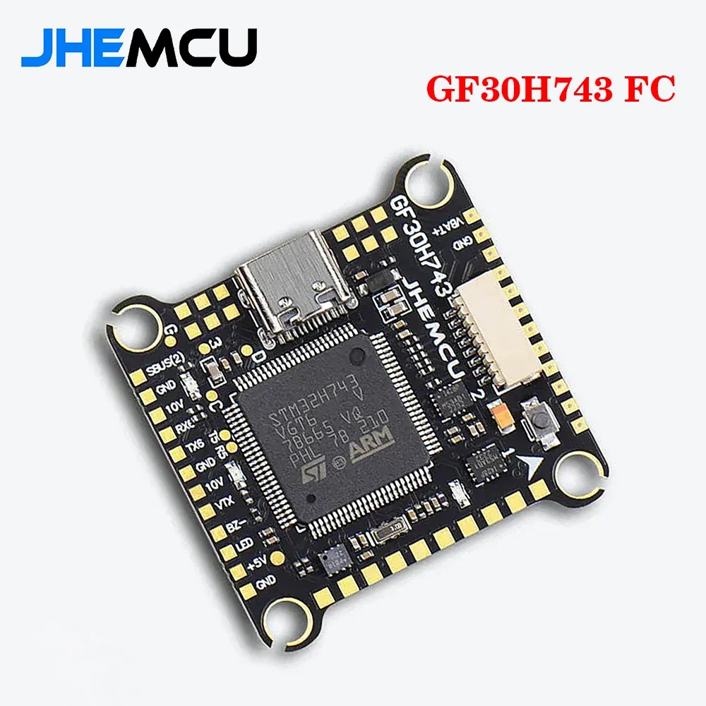 JHEMCU GF30H743 480MHZ Flight Controller ICM-42688P Dual Gyroscope Dual BEC Barometer OSD Black Box 128M 3-6S for RC FPV Drone