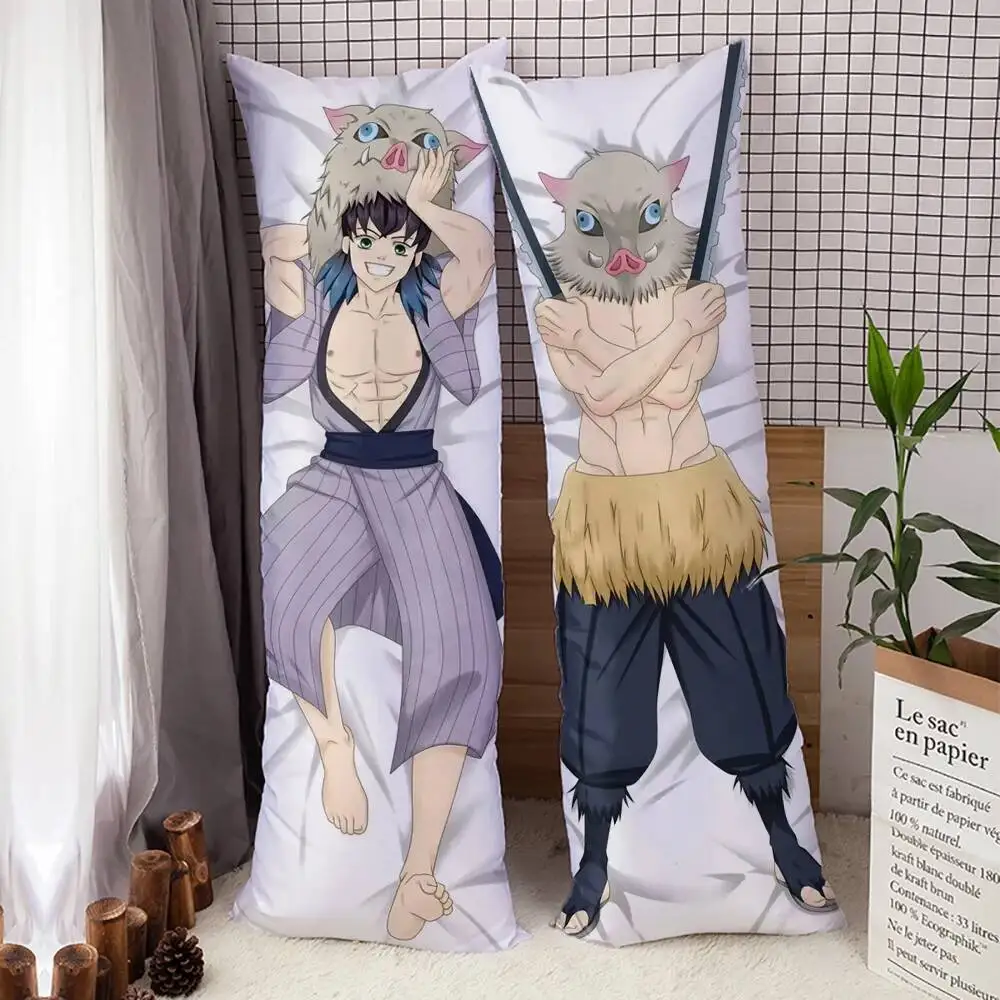 Funda de almohada de Anime Hashibira Inosuke Dakimakura Hing, funda de cojín DIY, fundas de almohada de piel de melocotón, 6 tamaños