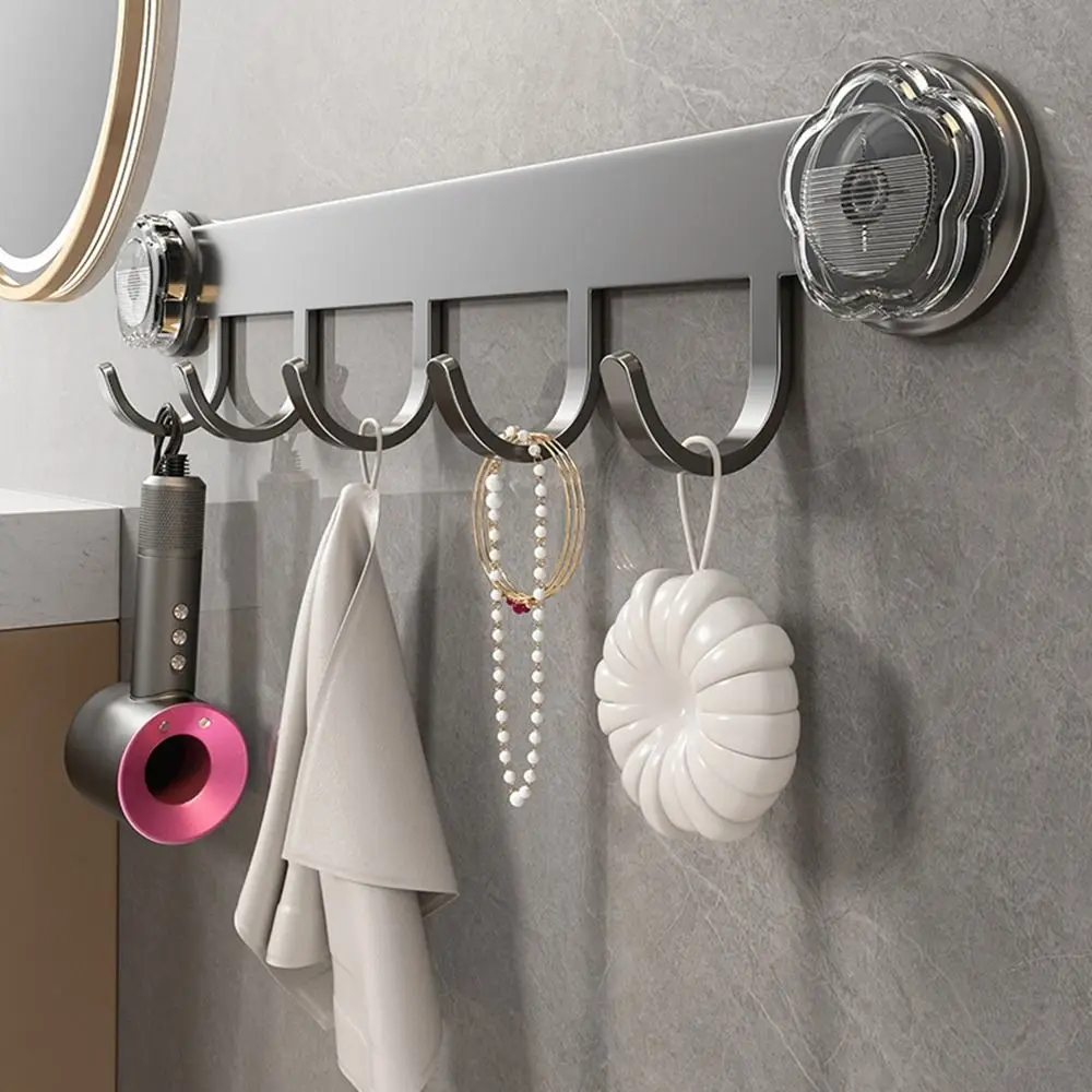 Carbon Steel Suction Cup Door Hooks 5/6/8 Hooks Wall Mounted Robe Coat Hangers Waterproof No-Punch Sundries Storage Hook Kitchen