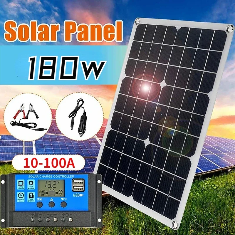 360W/180W Portable Solar Panel 12V Waterproof USB Port Solar kit home Battery Charger Outdoor Camping 18V for Phone Car Yacht RV