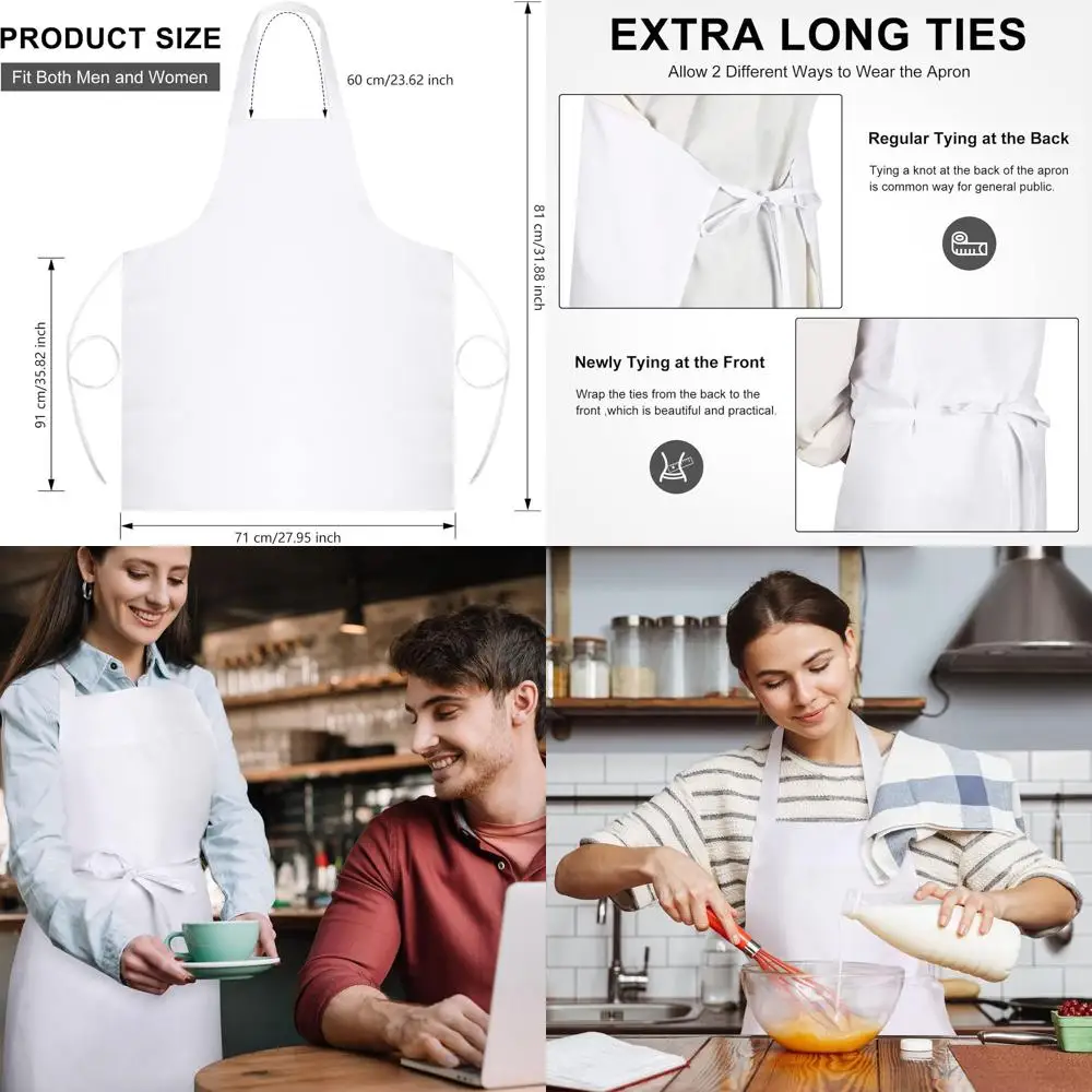 

24-Pack Unisex Plain Aprons, Machine Washable for Kitchen, BBQ, Crafting - Bulk Set for Men & Women